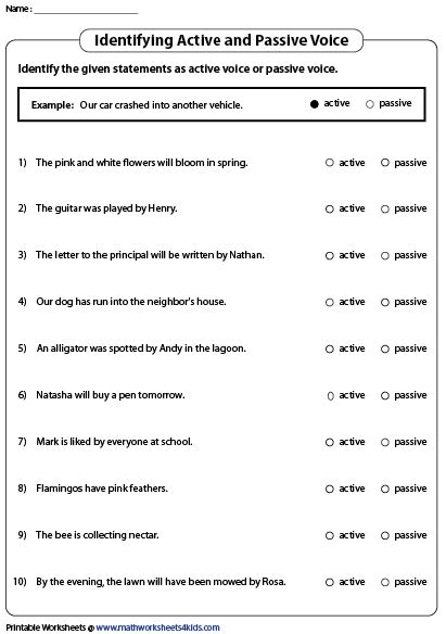 Active And Passive Voice Worksheet With Answers Grade 8 Donna Phillip