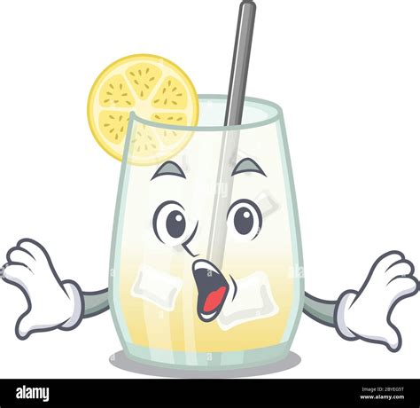 Tom Collins Cocktail Mascot Design Concept Having A Surprised Gesture