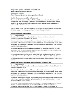 Fillable Online Proposed Bylaw Amendment Form For Bylaw Fax Email