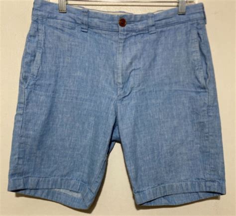 J Crew Shorts Men Size 30 Stanton Baird Mcnutt Linen Blue 9 Inch Inseam