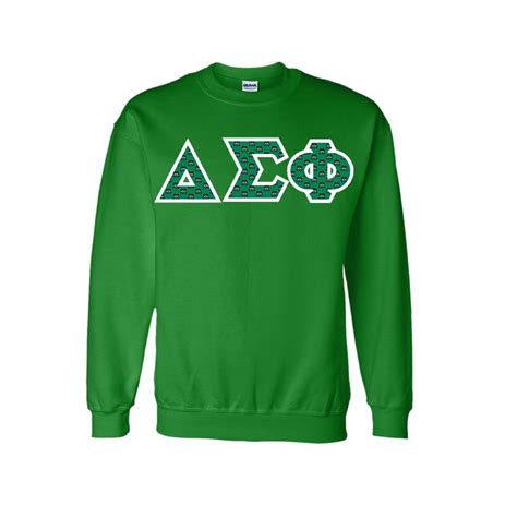 Delta Sigma Phi Fraternity Crest Shield Twill Letter Crewneck Sweatshirt Greek Gear