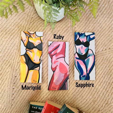 Colourful Nude Bookmarks Body Positive Nude Woman Female Etsy