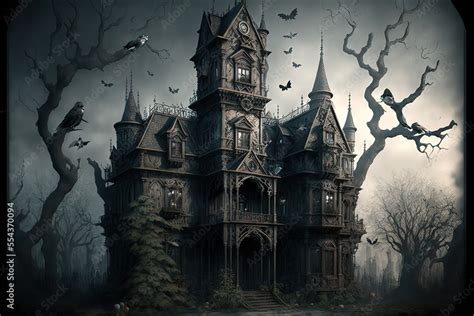 Creepy Gothic House With scary Baroque Details Stock Illustration ...