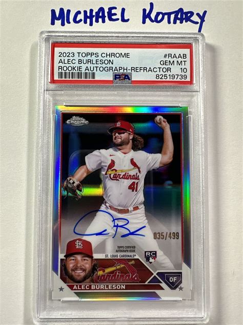 Alec Burleson 2023 Topps Chrome RA AB Rookie Autographs Refractor