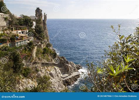 View of Amalfi Coast stock photo. Image of village, shore - 261487966