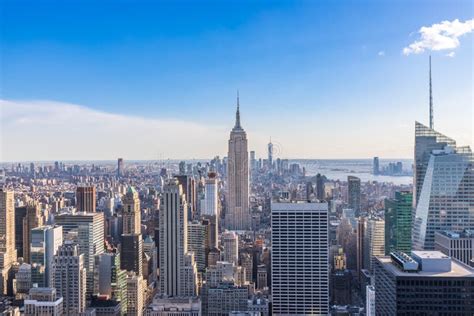 New York City Skyline In Manhattan Downtown With Empire State Building ...