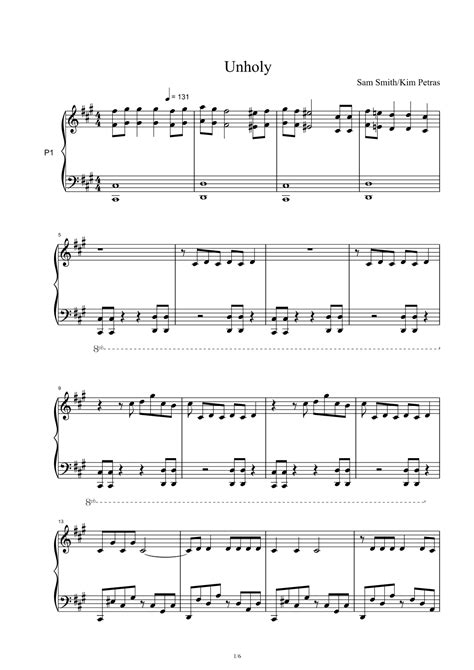 Unholy Arr Sam Smith Feat Kim Petras Sheet Music Sam Smith Feat