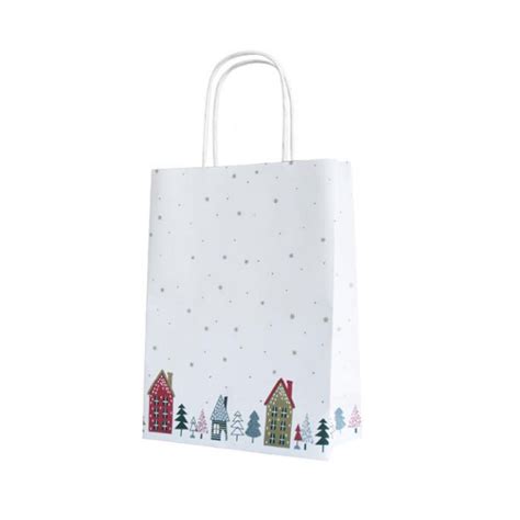 Sacs papier kraft Noël Bleu Joyeuses Fêtes x25 Cerf Dellier