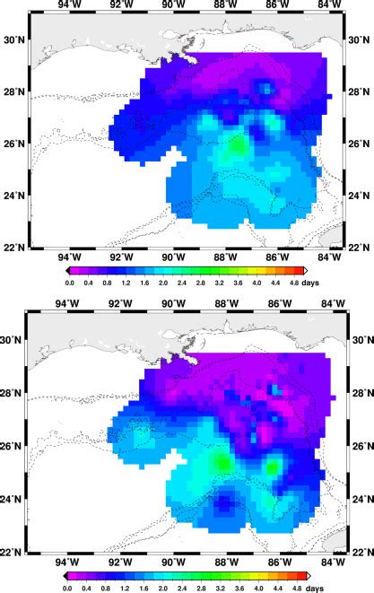 Maps Of The Integral Time Scale In Days Of The Top U And Bottom V