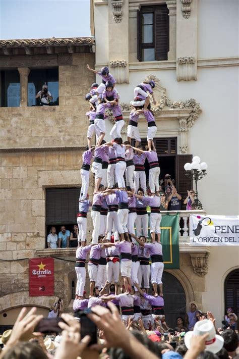 Castell Ou Torre Humana Tradição Típica Em Catalonia Fotografia