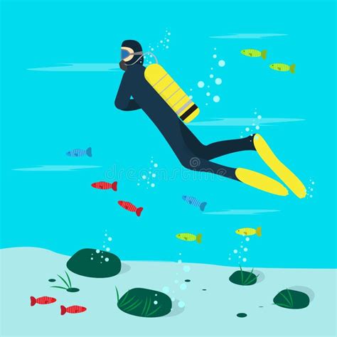 Scuba Diving Illustration Vector Stock Vector Illustration Of