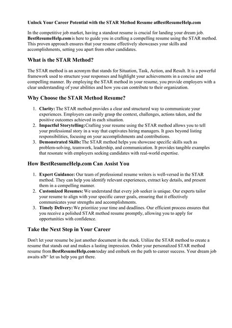 Star Method Resume | PDF | Free Download