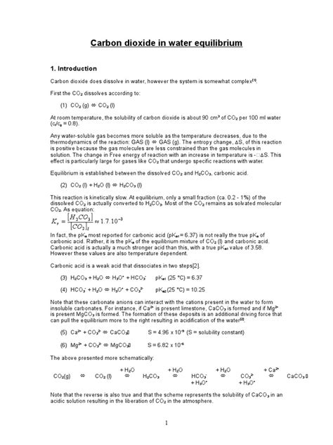 Carbondioxide In Water Equilibrium Pdf Solubility Carbon Dioxide