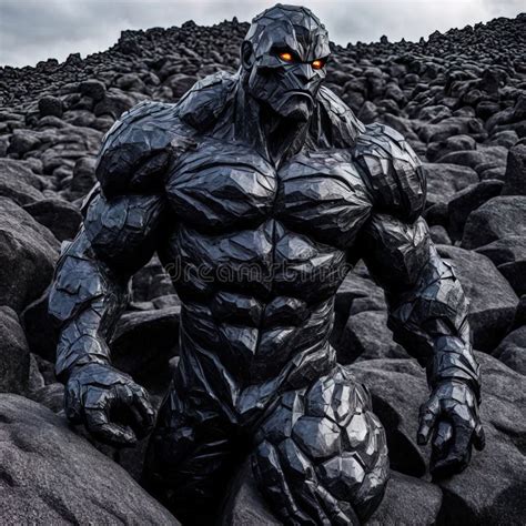 Golem Obsidiano Es Una Estatua Viva Tallada En Roca Volcánica Oscura