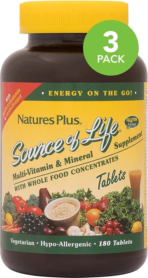 Natures Plus Source Of Life 180 Capsules Multivitamin And Mineral Supplement