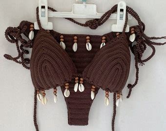 Crochet Bikini Set Green Bikini Color 453 Sea Shells Etsy