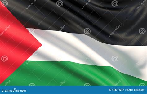 Bandeira De Palestina Textura Altamente Detalhada Acenada Da Tela