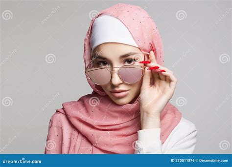 Beautiful Islamic Young Woman With Long Nails Beauty Girl In Hijab And