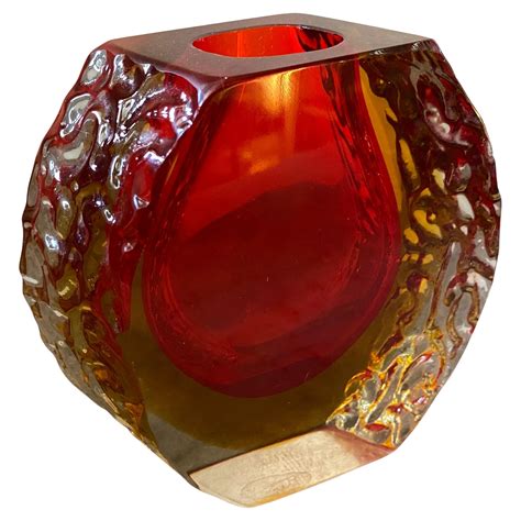 S Mandruzzato Mid Century Modern Red And Yellow Sommerso Murano