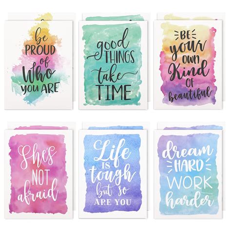 12 Pack Watercolor 2- Pocket Folders with Inspirational Quotes, Cute ...