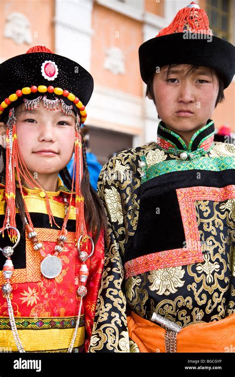 Mongolians Traditional Garb Ethnic Groups Naadam Festival Ulaan Baatar