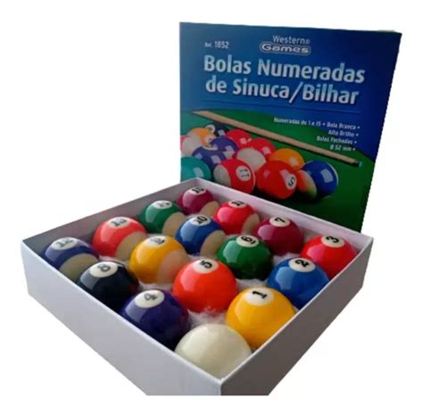 Bolas Sinuca Snooker Numeradas Mm Bilhar Jogo De Tacos