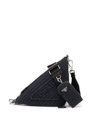 Prada Raffia Triangle Shoulder Bag Black Farfetch Uk