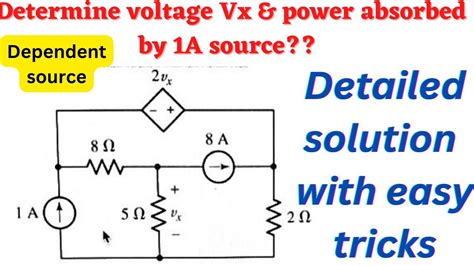 Dependent Source Determine Voltage Vx And Power Absorbed By 1a Source Dependent Source