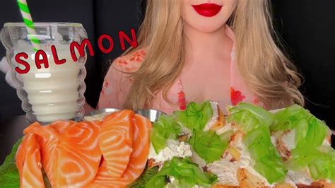 Asmr Mukbang 🥯🍣 Salmon Sashimi 명란 크림치즈 오이 샌드위치 연어회 먹방 Cream Cheese Toast Eating Sounds Youtube