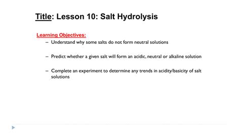 Salt Hydrolysis