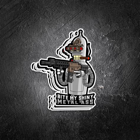 Bender Parody Bite My Shiny Metal Ass Vinyl Decal PatchOps