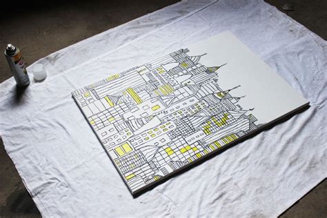 DIY Sharpie Art: Cityscape Sketch on Canvas