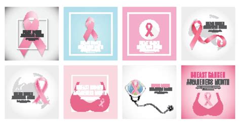 Vector Collection Of Breast Cancer Ribbons In Shades Of Pink And Red Vector Healing Symbol