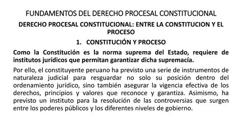 Semana I Fundamentos Del Derecho Procesal Constitucional Pptx