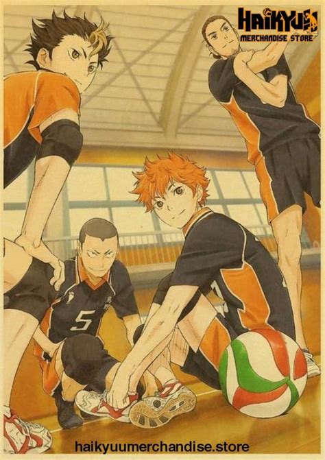 Vintage Haikyuu Karasuno Retro Poster Kraft Paper Haikyuu