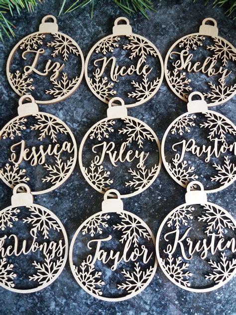 Personalized Christmas Ornament Laser Cut Wood With Name Etsy