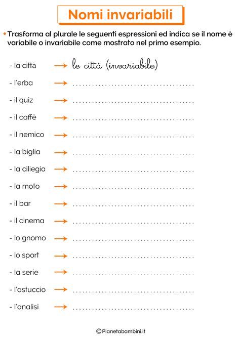 I Nomi Singolari E Plurali Esercizi Per La Scuola Primaria