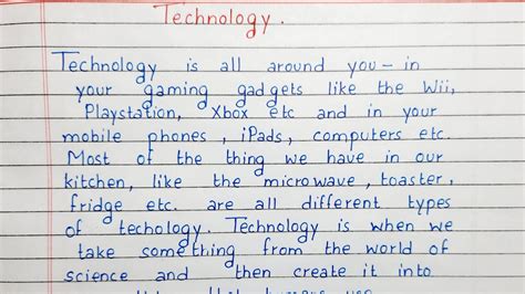 Write A Short Essay On Technology Essay Writing English Youtube