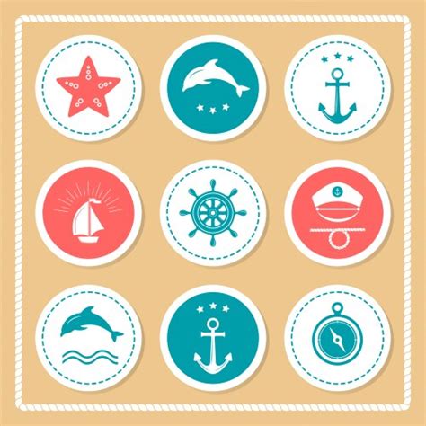 Nautical Labels Color Royalty Free Vector Image