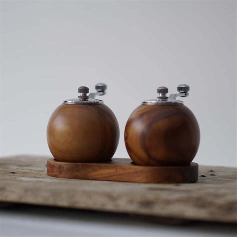 wooden salt  pepper mill set   nature