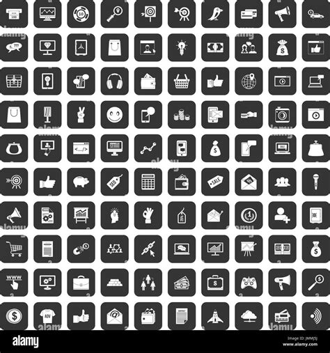 100 Digital Marketing Icons Set Black Stock Vector Image And Art Alamy