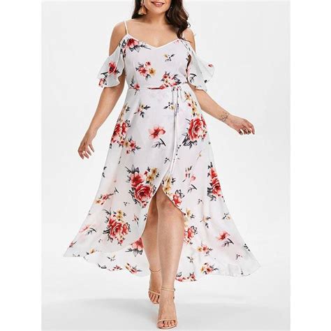 Women Summer Plus Size Xl Cold Shoulder Floral Overlap Dress Spaghetti