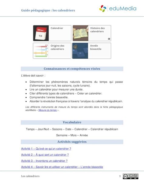 PDF Connaissances et compétences visées Dans notre calendrier