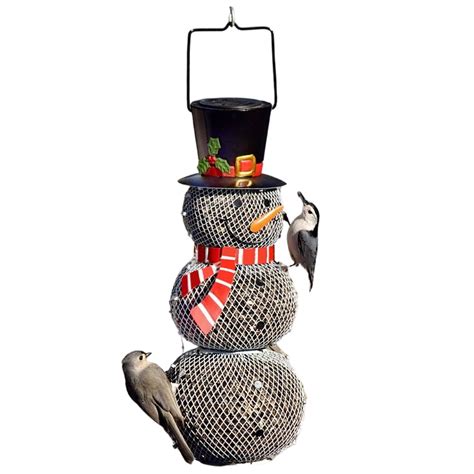 Tssuoun Wild Bird Feeder Snowman Metal Mesh Bird Feeder Hanging For