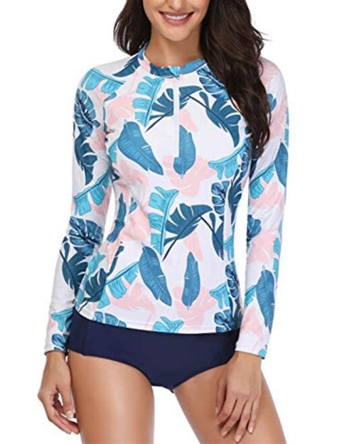 Buy Daci Women Rash Guard Long Sleeve Zipper Bathing Suit With Built In