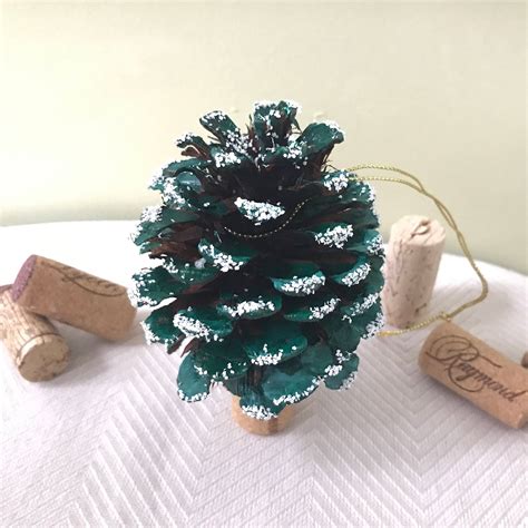 Pine Cone And Wine Cork Christmas Tree Ornament Hand Painted Etsy