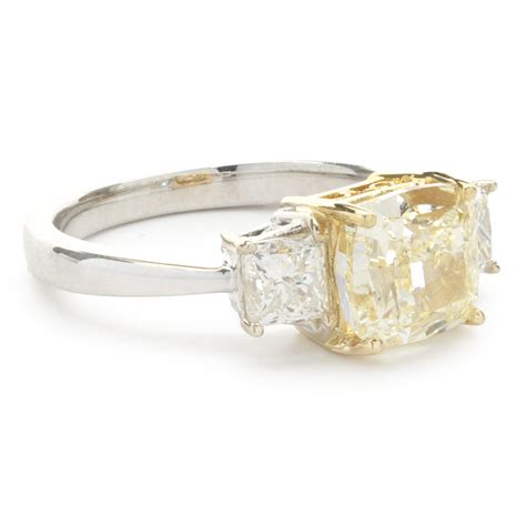 18 Karat White & Yellow Gold Cushion Cut Diamond Engagement Ring – The ...