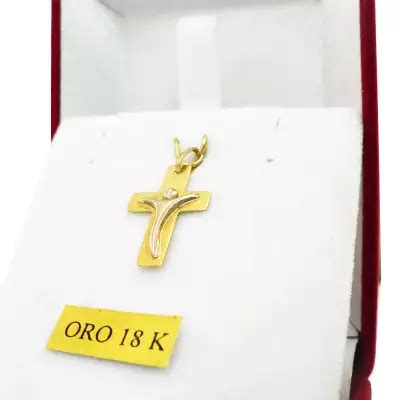 Cruz Oro 18 Kts Cuadrada Con Cristo Dali En Oro Blanco 1 Grs Entre