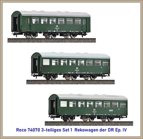 Roco 74070 3 Teiliges Set 1 Rekowagen Der DR Ep IV