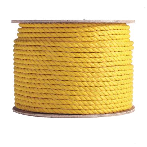 Three Strand Twisted Yellow Polypropylene Rope Diameter 1 4 In